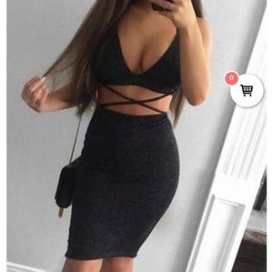 XS Glitter Cross-body bandage Dress set - Lupsona